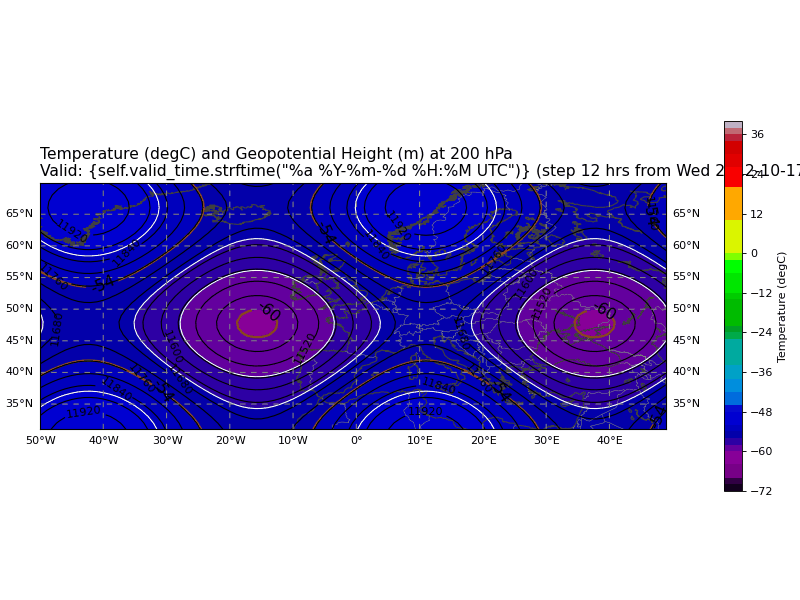 Temperature (degC) and Geopotential Height (m)